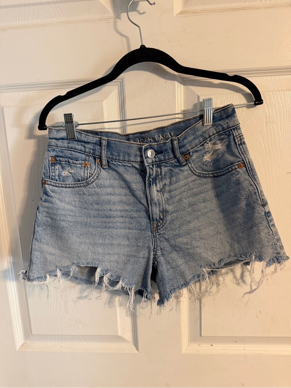 American Age Light Blue Distressed Denim Jean Shorts